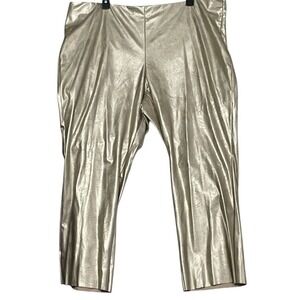 Vince Camuto Gold Metallic Faux Leather Pants‎ Sz 24 W Leggings Shiny Glam Party